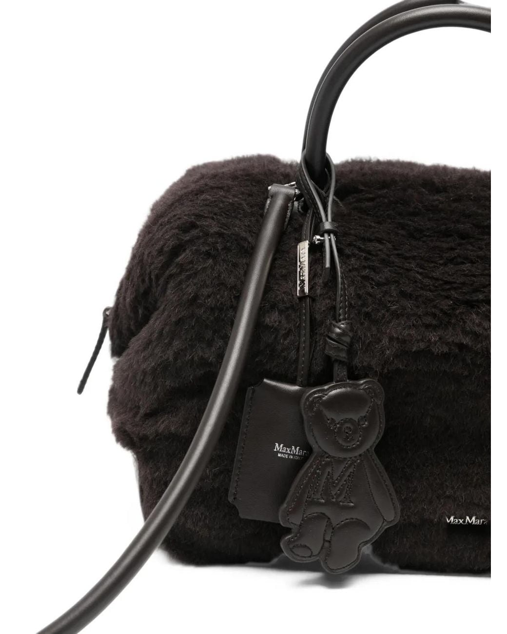 Max Mara Black Teddy Shearling-Trim Tote Bag