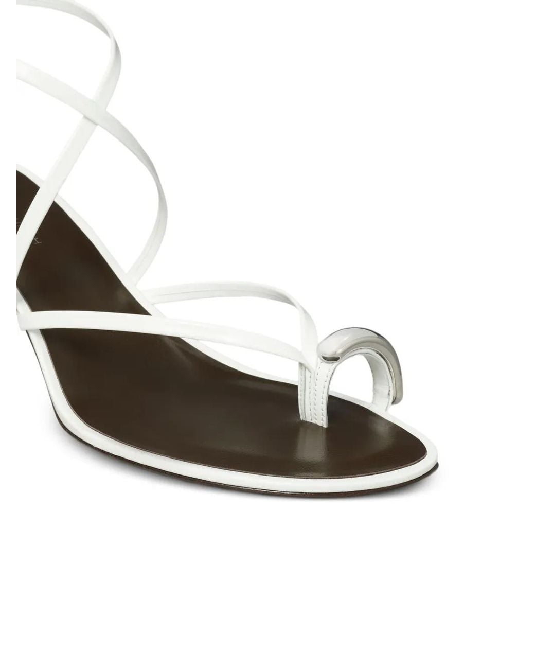 Tory Burch White Pierced Multi-Strap Heeled Sandal