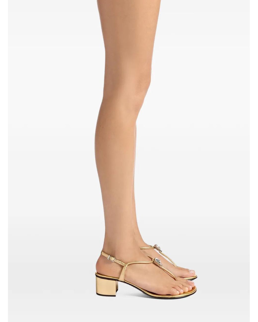 Giuseppe Zanotti Natural Maeeve Rhinestone Strap Thong Sandals
