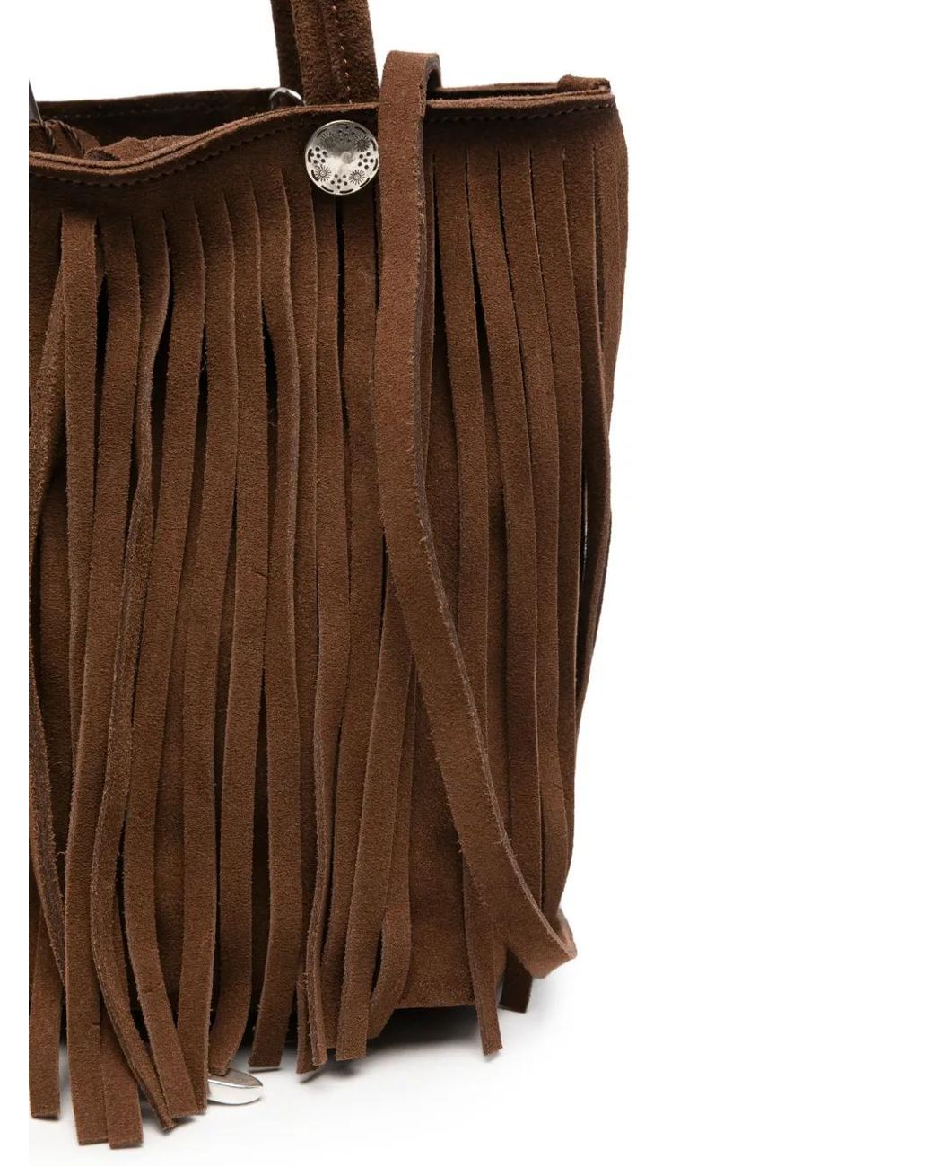 Alberto Luti Brown Frange Suede Bucket Bag