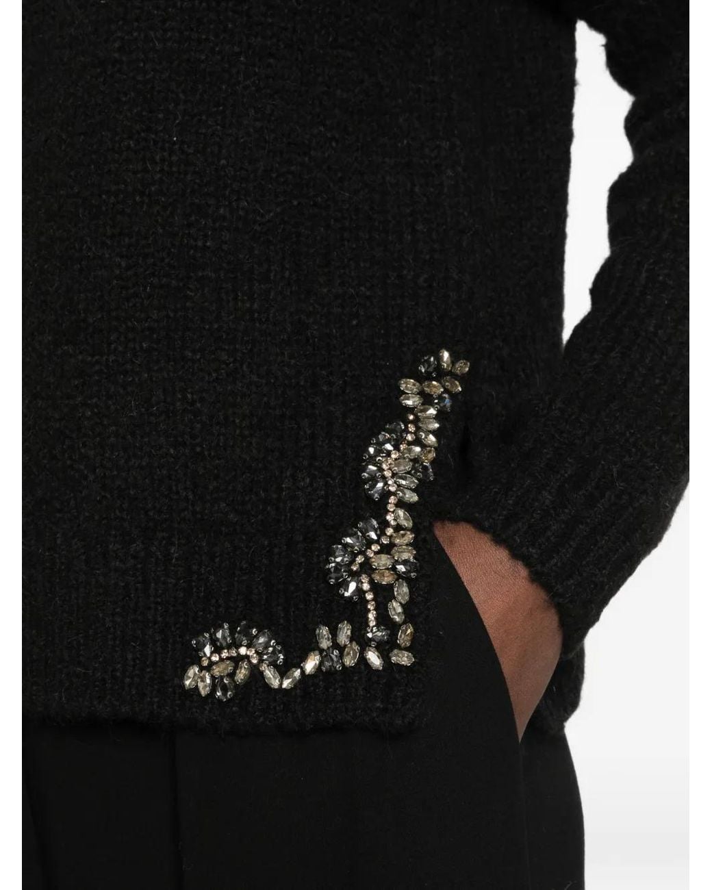 Cinq À Sept Black Pull En Maille Côtelée À Ornements