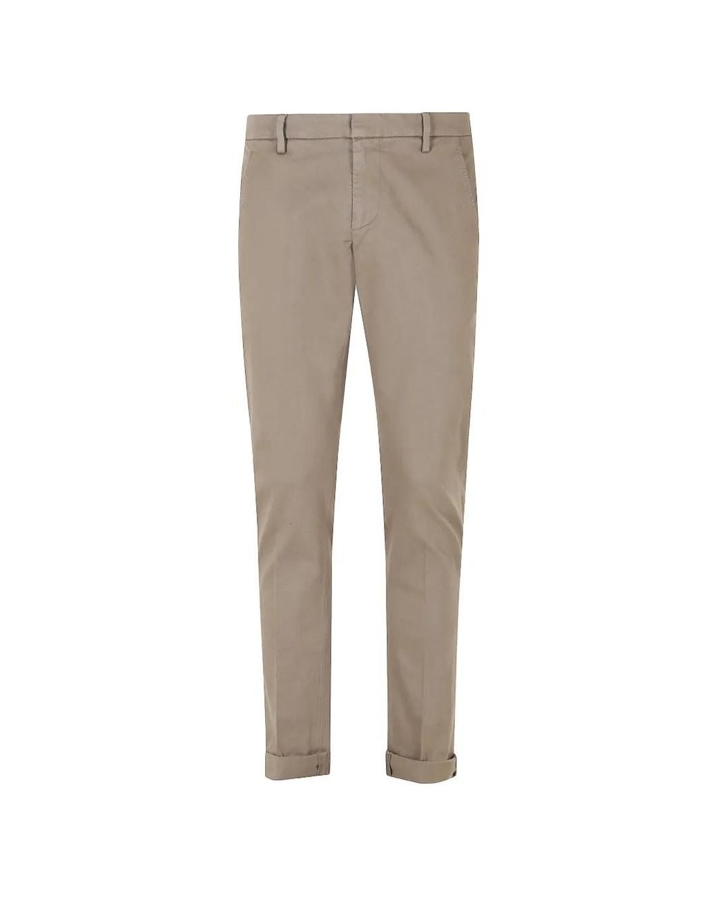 Dondup Gray Slim-Fit Turn-Up Trousers for men
