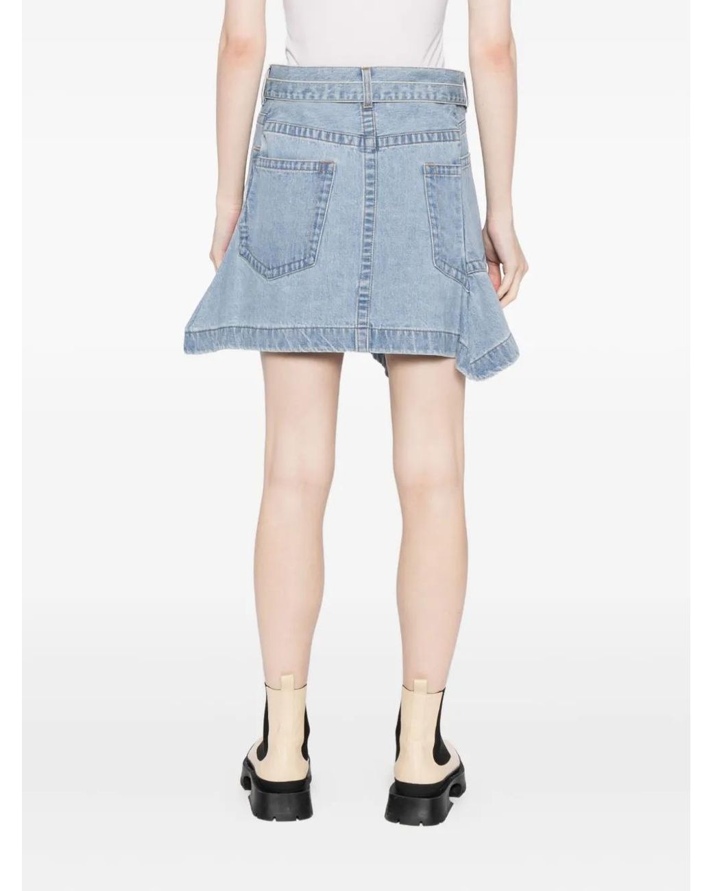 Sacai Blue Belted Denim Skirt