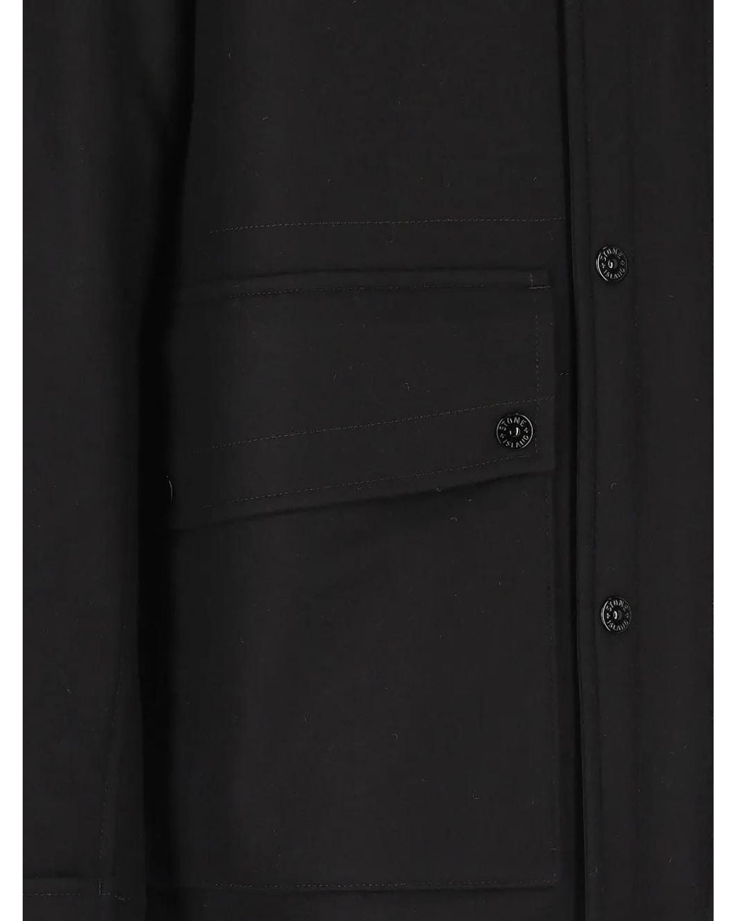 Stone Island Black 4100018 Wool Nylon Flannel_S.I. Ghost Parka for men