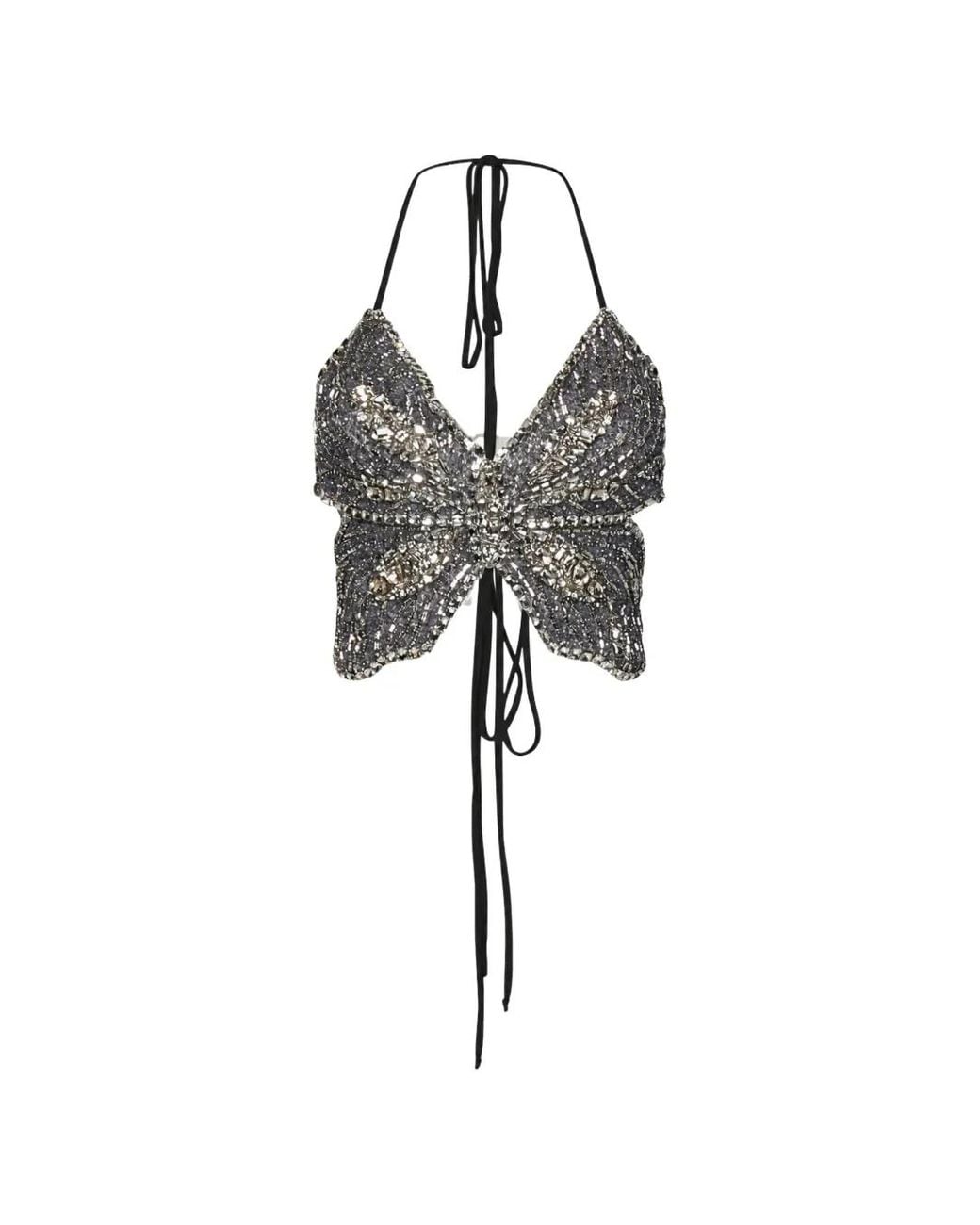 ROOM76 Metallic Sequin-Embellished Butterfly-Shaped Top