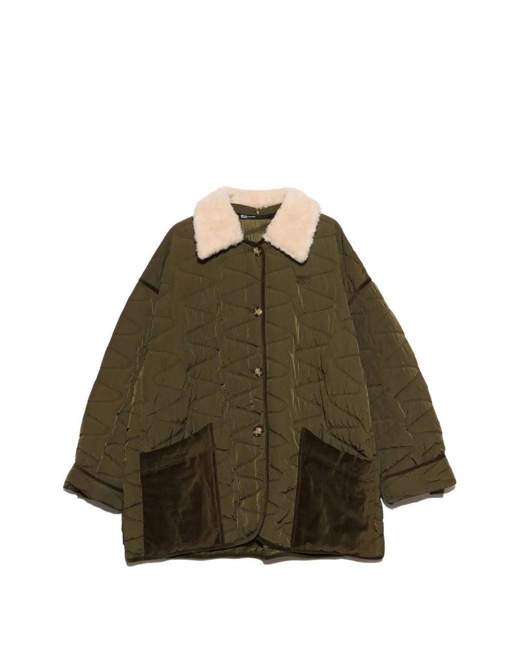 Bimba Y Lola Green Khaki Oversize Padded Coat