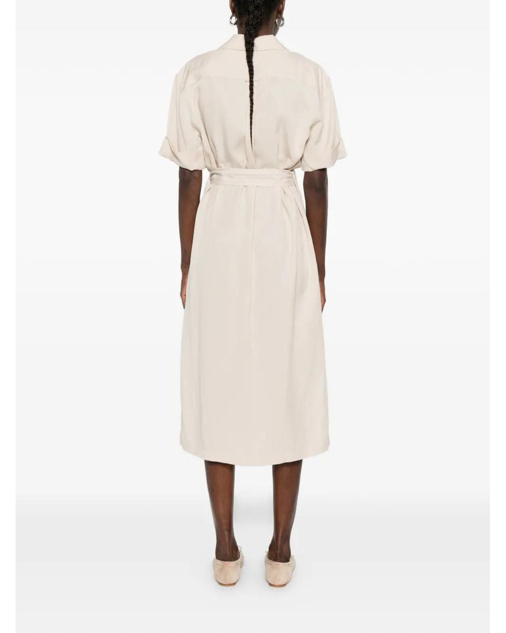 Gant White Button-Fastening Belted Midi Shirt Dress