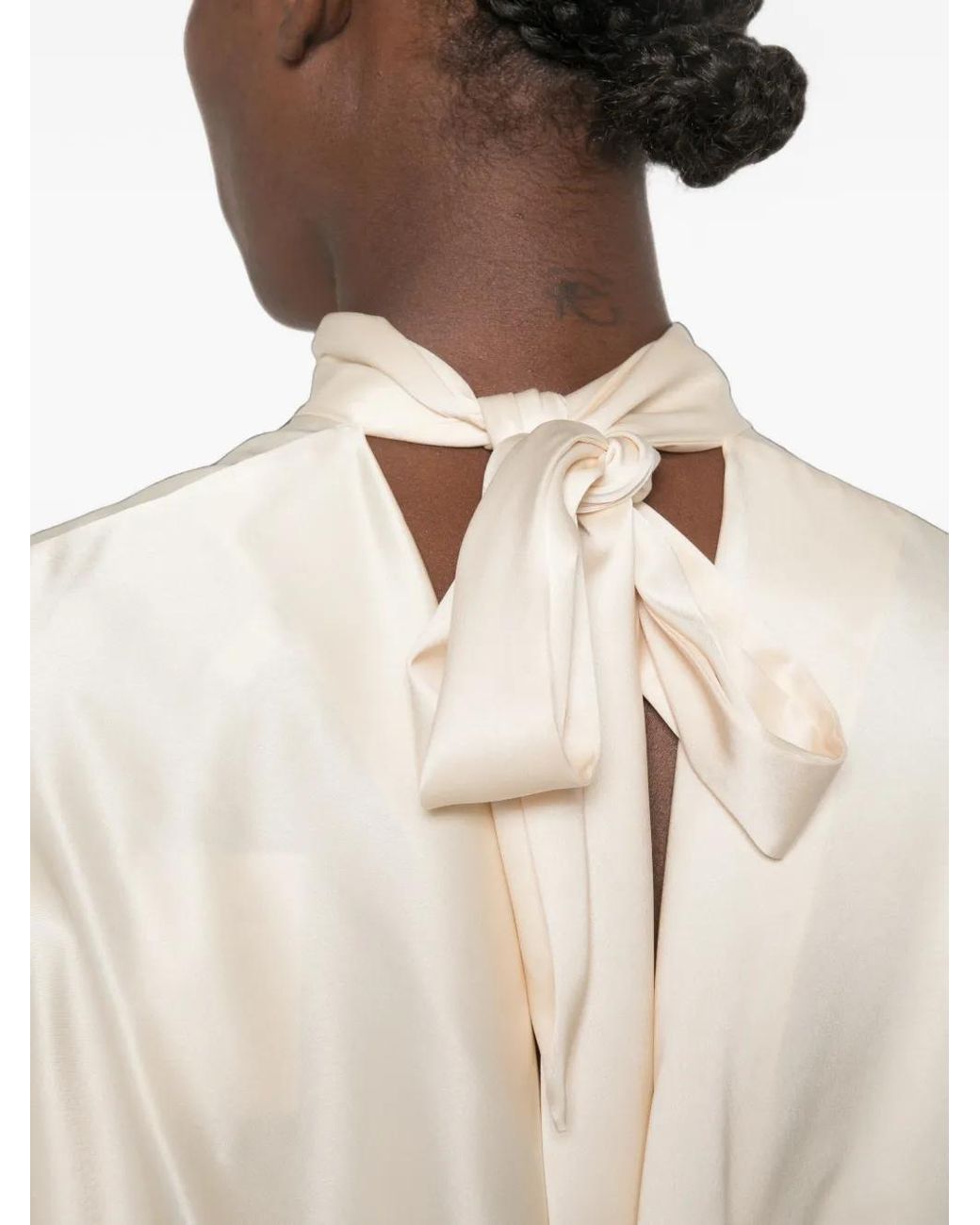 Maje White High-Neck Satin Top