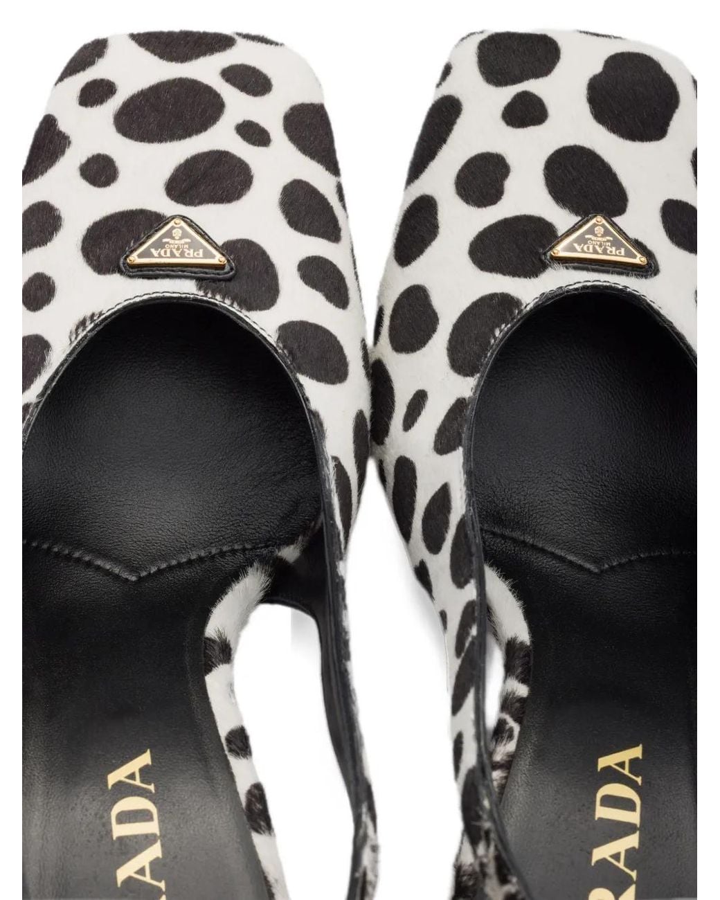 Prada White Calf-Hair Slingback Pumps