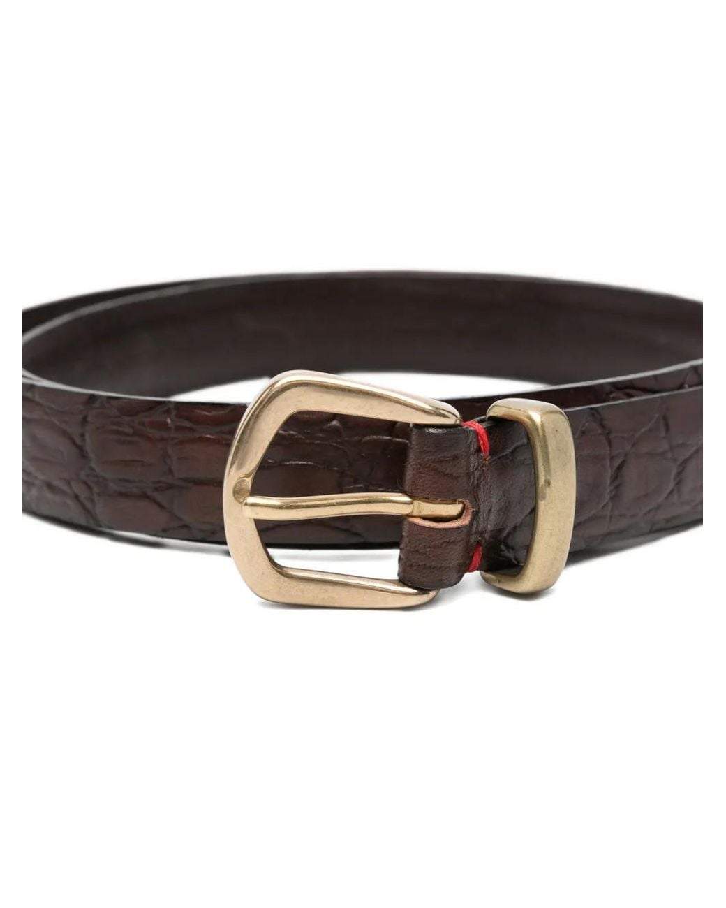 Eleventy Brown Croc-Effect Leather Belt for men