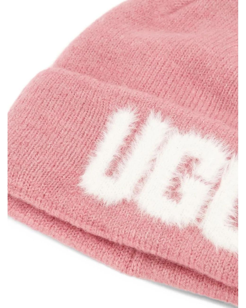 Ugg Pink Fuzzy Logo Beanie
