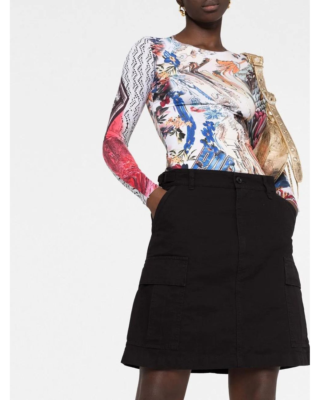 Balenciaga Black Cargo A-Line Skirt