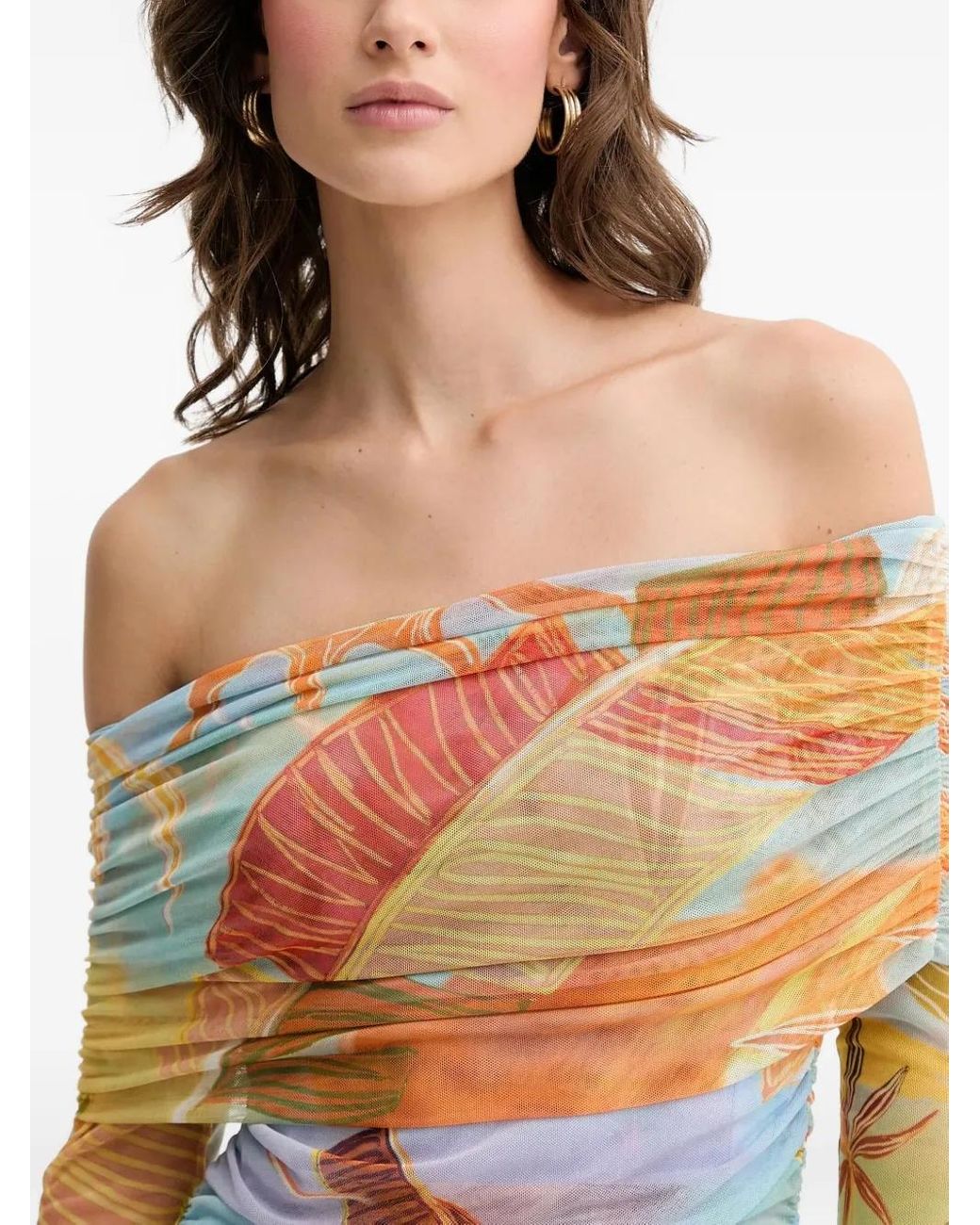 Never Fully Dressed Blue Ruched Off-Shoulder Maxi Dress