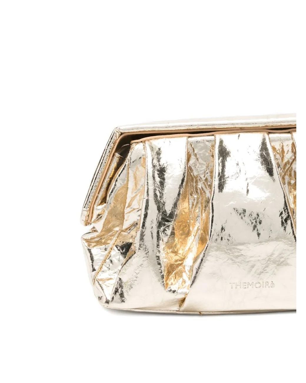 THEMOIRÈ Natural Pleated-Metallic Clutch Bag
