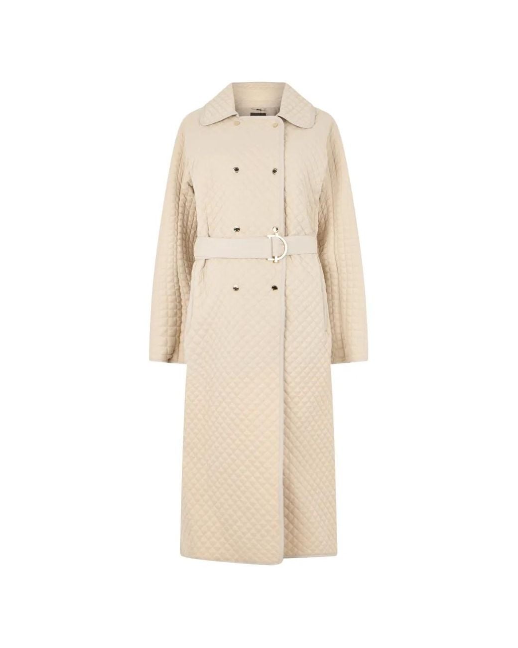 Moorer Natural Quilted Belted Double-Breasted Coat