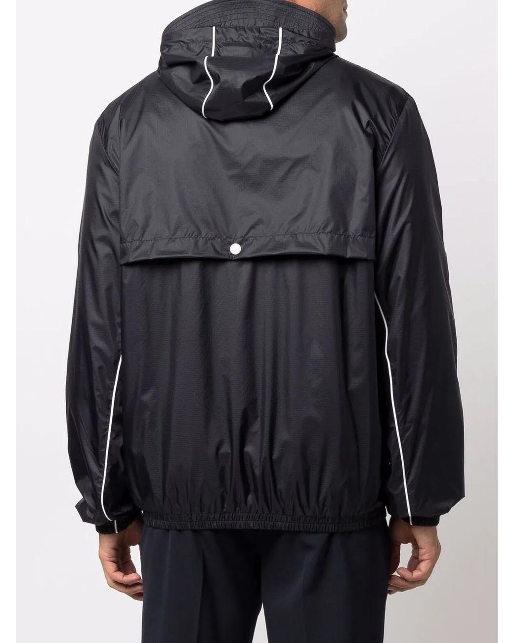 Thom Browne Black Logo Patch Hooded Jacket for men