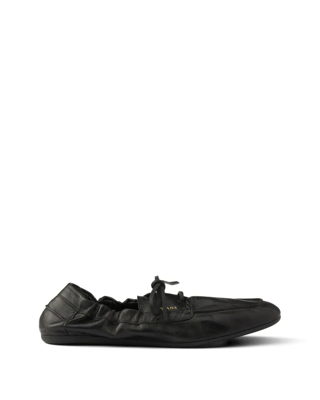 Prada White Shuffle Antiqued Leather Boat Shoes