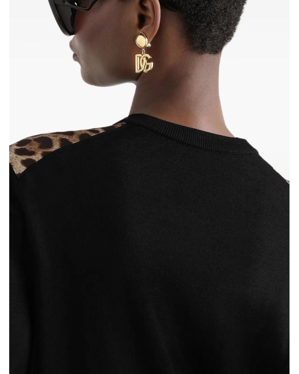 Dolce & Gabbana Black Leo-Print Wool Cardigan
