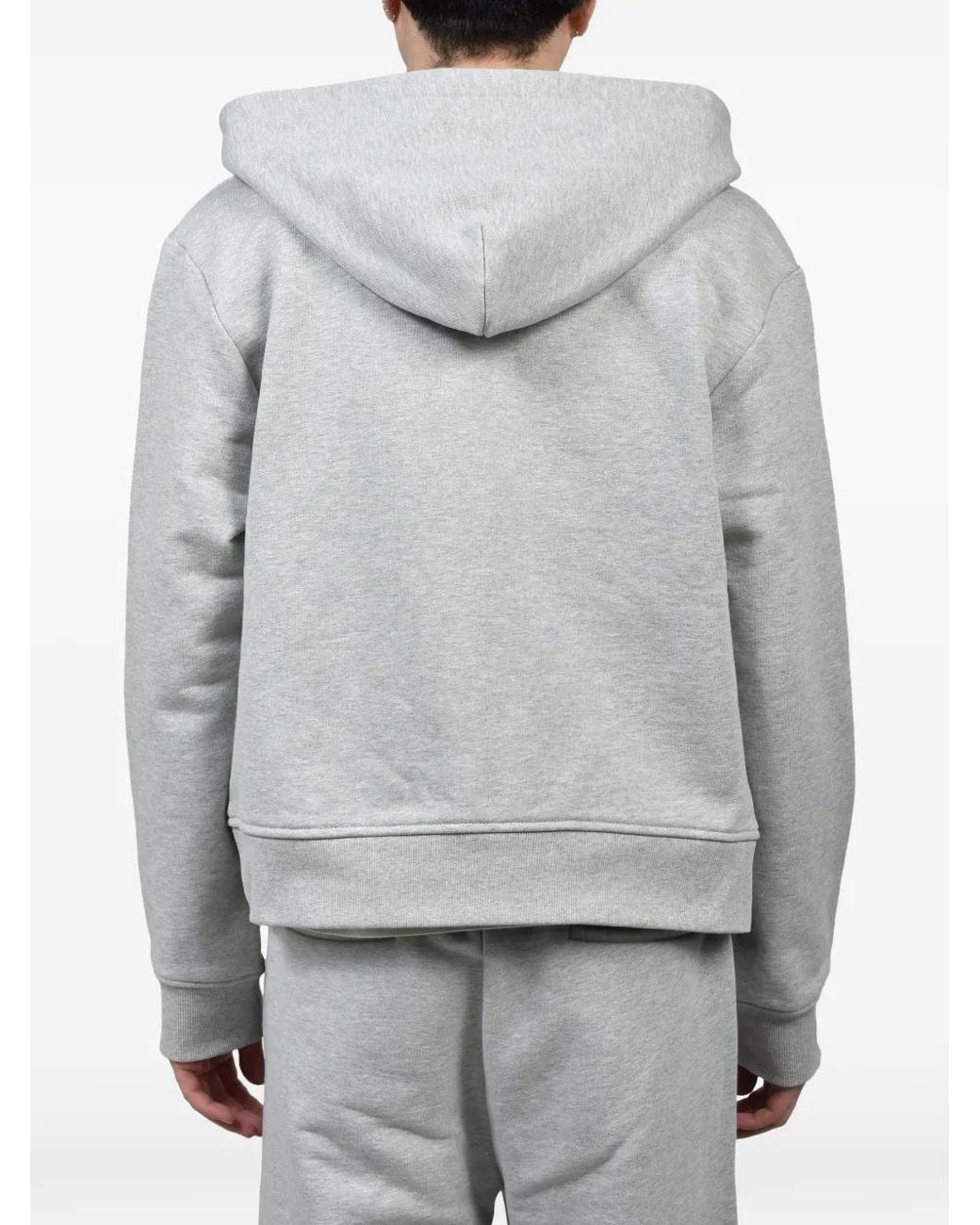 CEDARWOOD Gray Logo-Embroidered Zip-Up Hoodie for men