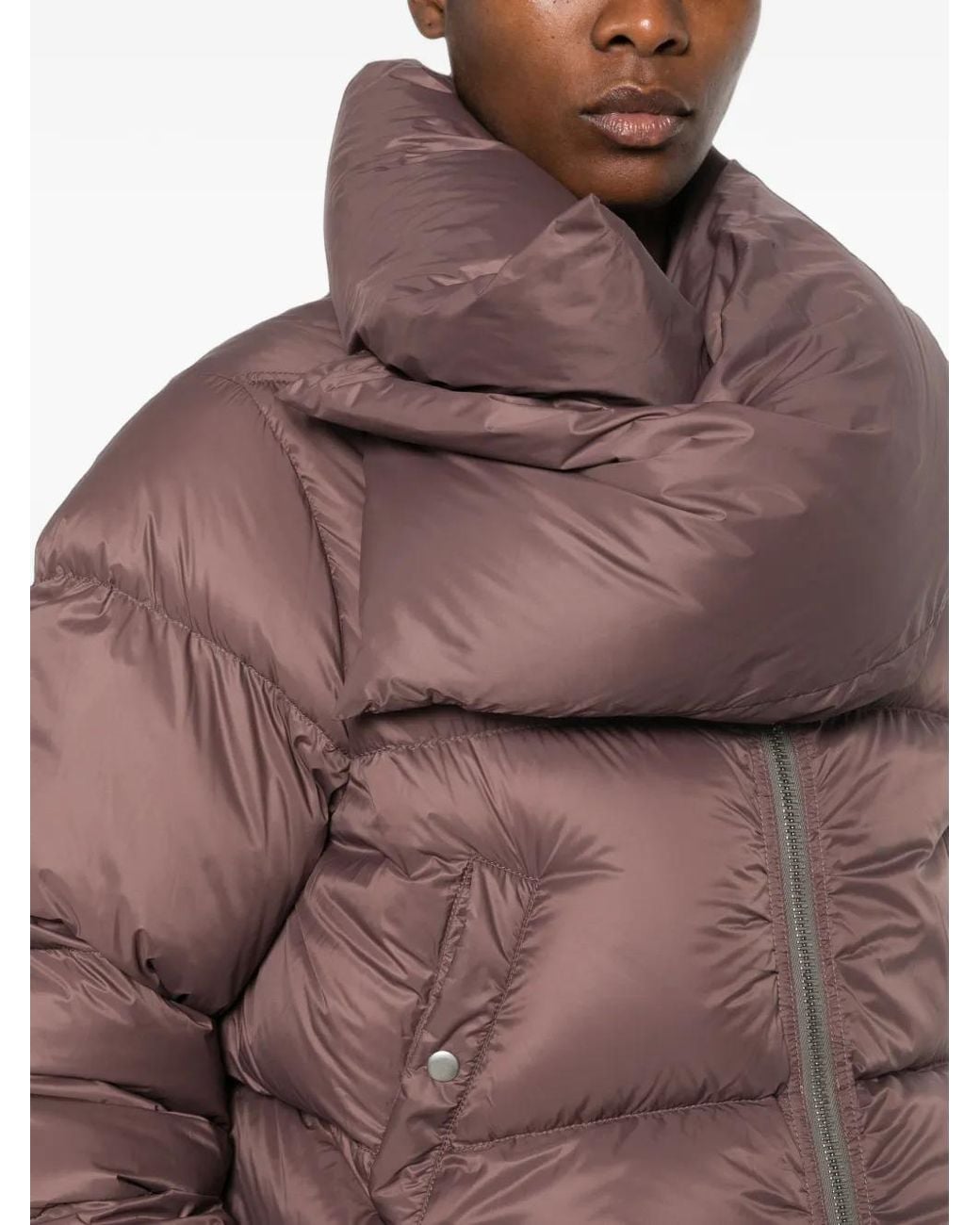 Rick Owens Brown Funnel-Neck Jacket