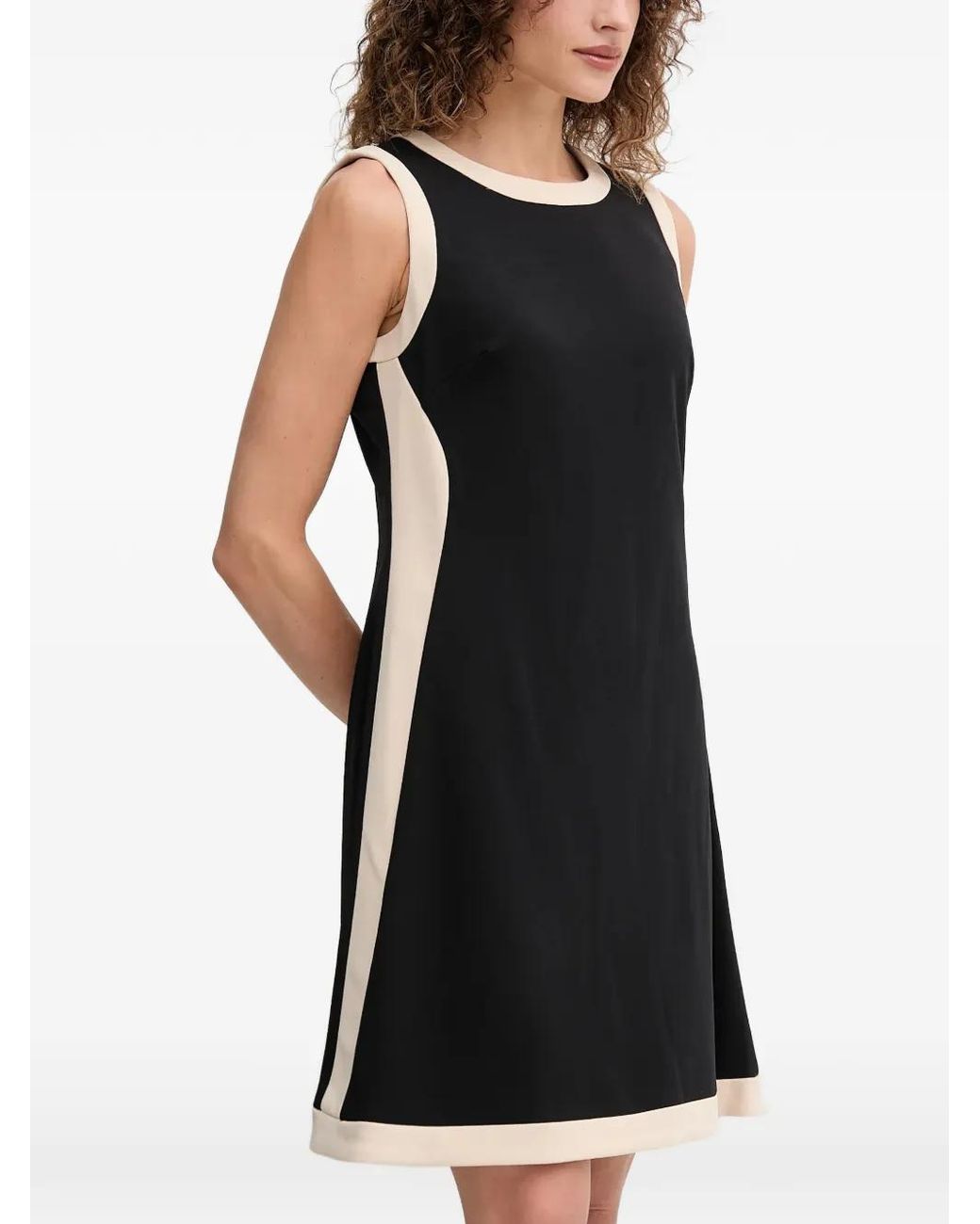 DKNY Black Round-Neck Panel Mini Dress