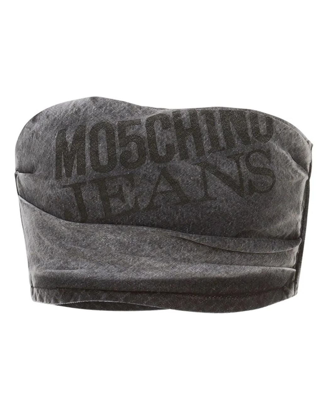 Moschino Gray Denim Crop Top