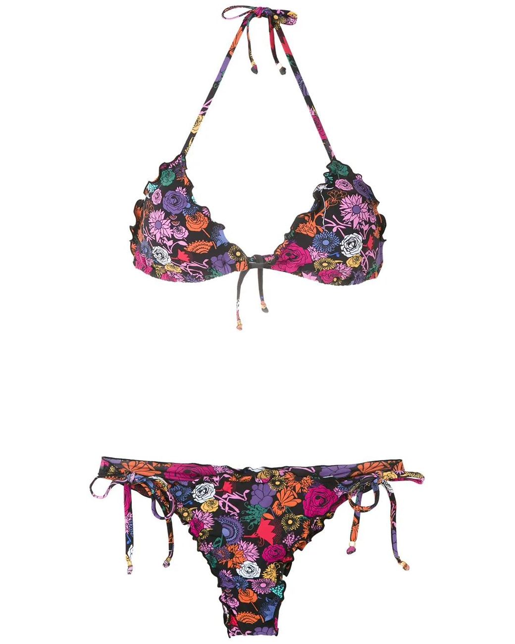 Bikini Triangular Con Volantes Amir Slama de color Purple