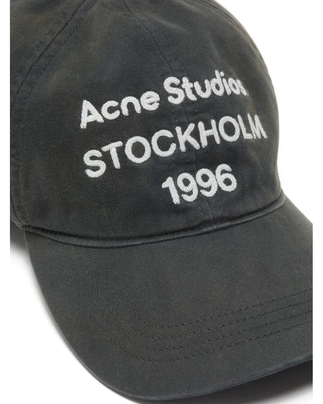 Acne Gray Logo-Embroidered Hat