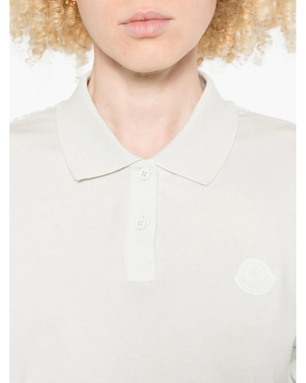 Moncler White Short Sleeve Polo