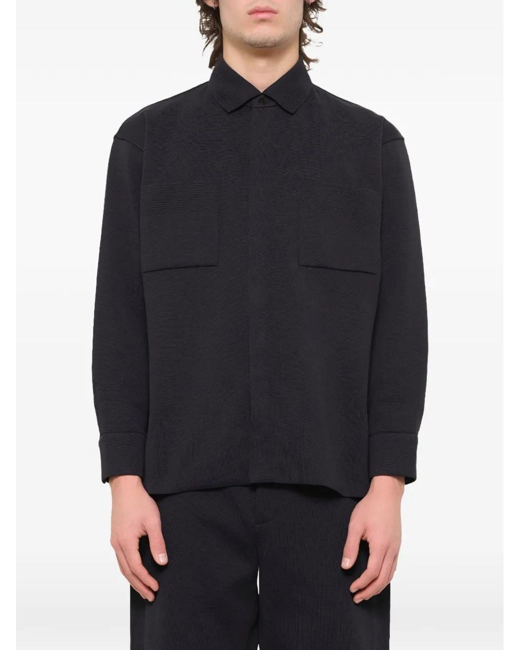 CFCL Blue Concealed-Placket Long-Sleeve Shirt for men