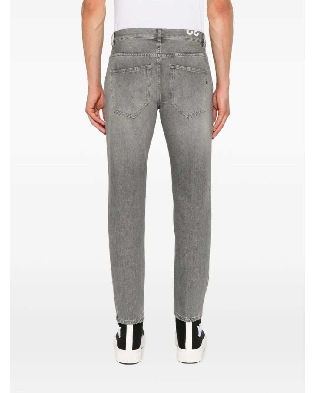 Dondup Gray Faded Whiskered Jeans for men