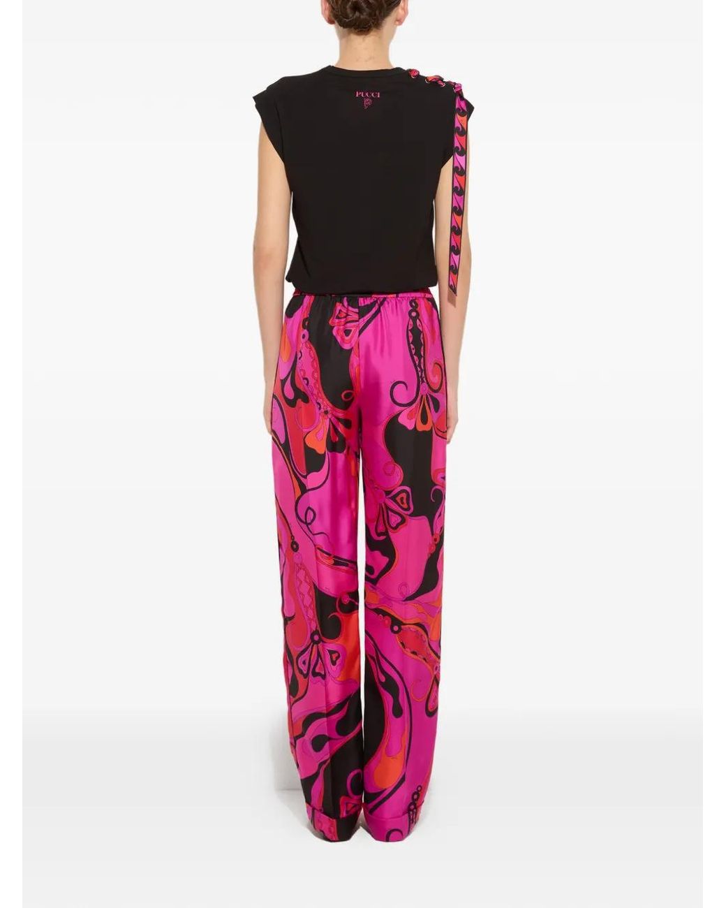 Emilio Pucci Pink Orchidee-Print Silk Pants