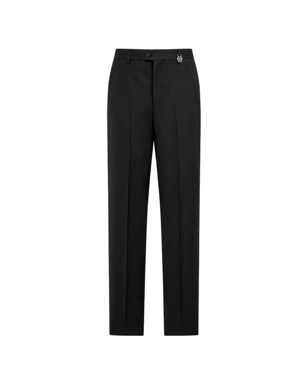 Philipp Plein Black Chinos Dandy Fit Trousers Loop Hexagon for men