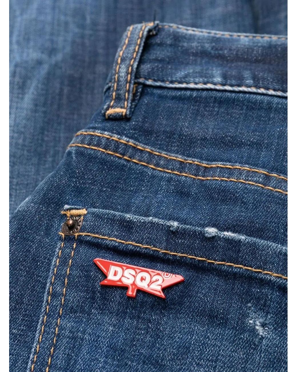 DSquared² Blue Distressed Cropped Jeans