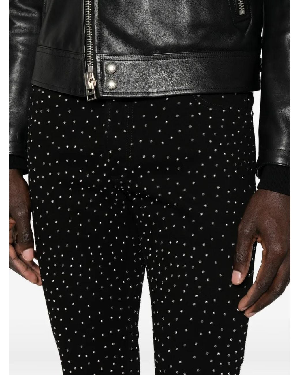 Balmain Black Stud-Embellished Skinny Jeans for men