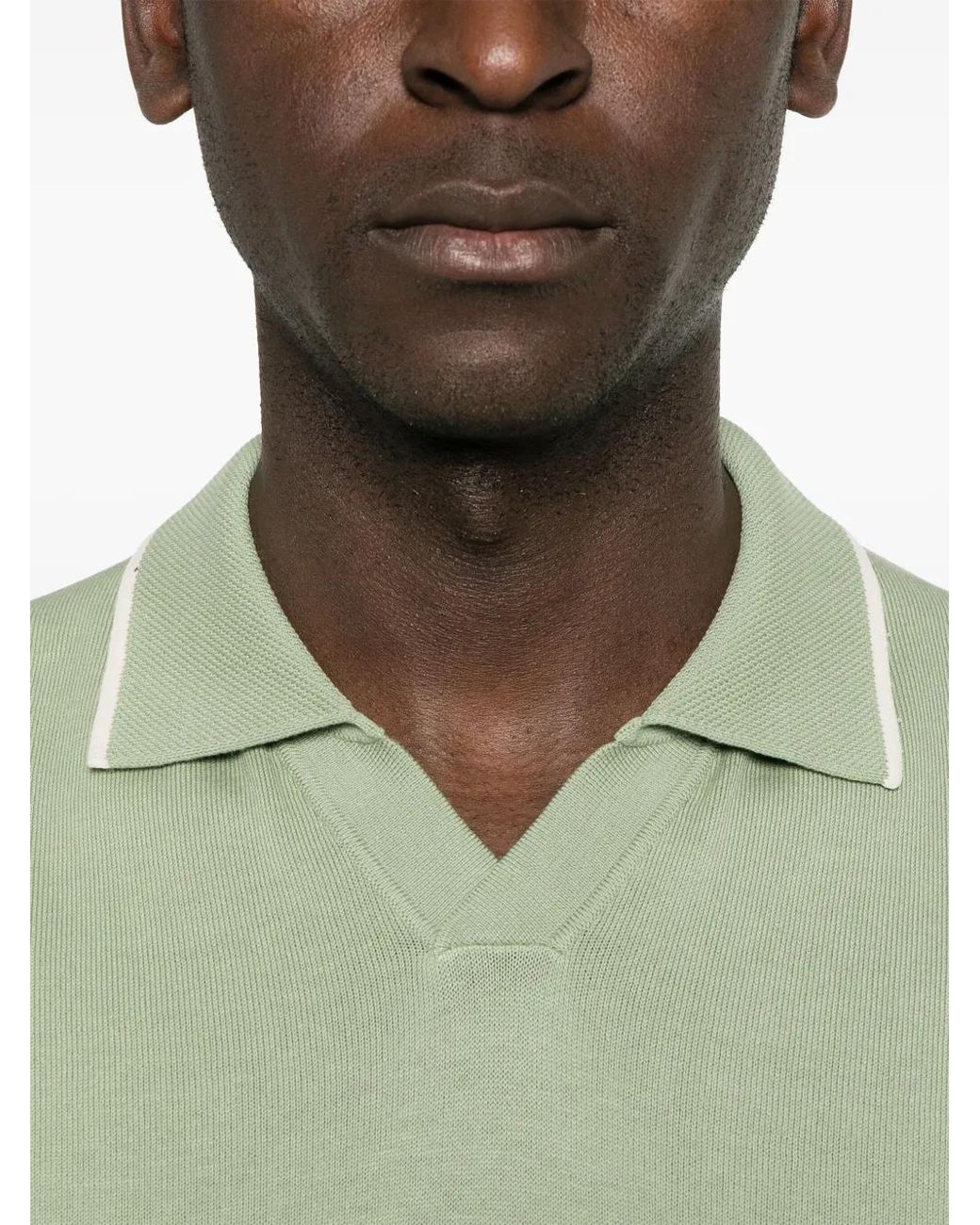 Canali Green Knitted T-Shirt for men