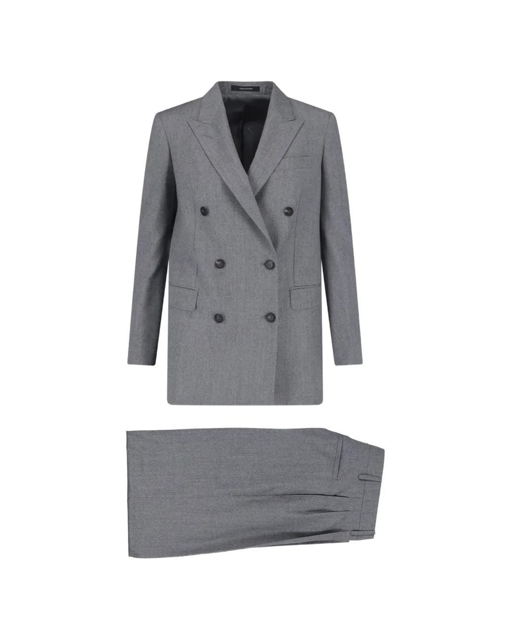 Tagliatore Gray Double-Breasted Buttoned Suit