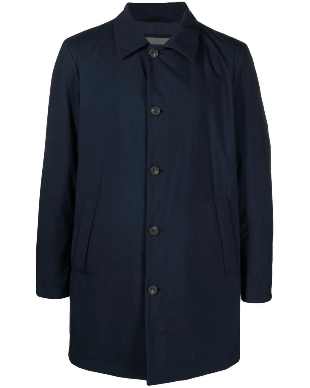 Corneliani Blue Water-Resistant Padded Midi Coat for men
