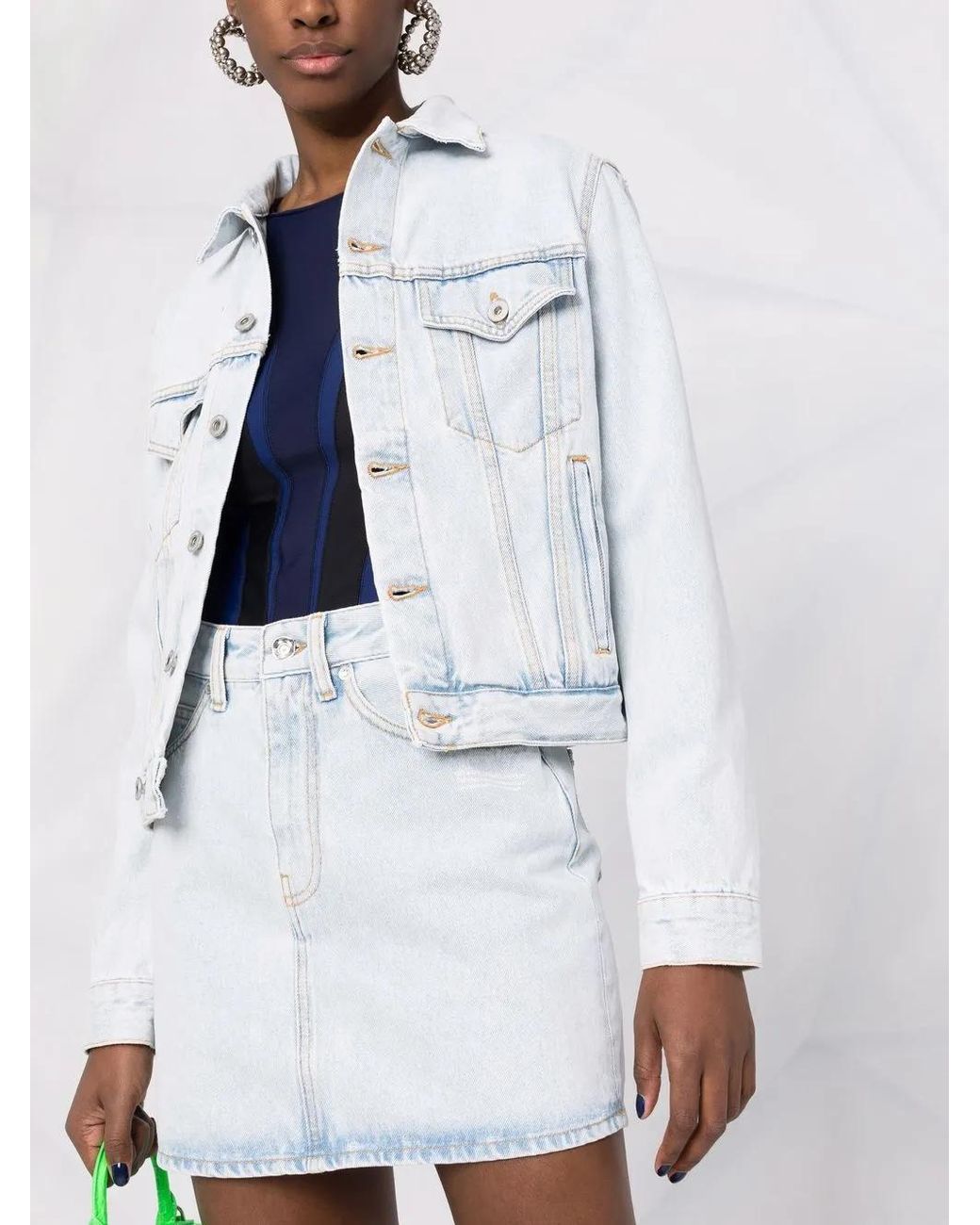 Off-White c/o Virgil Abloh White Logo-Print Denim Skirt