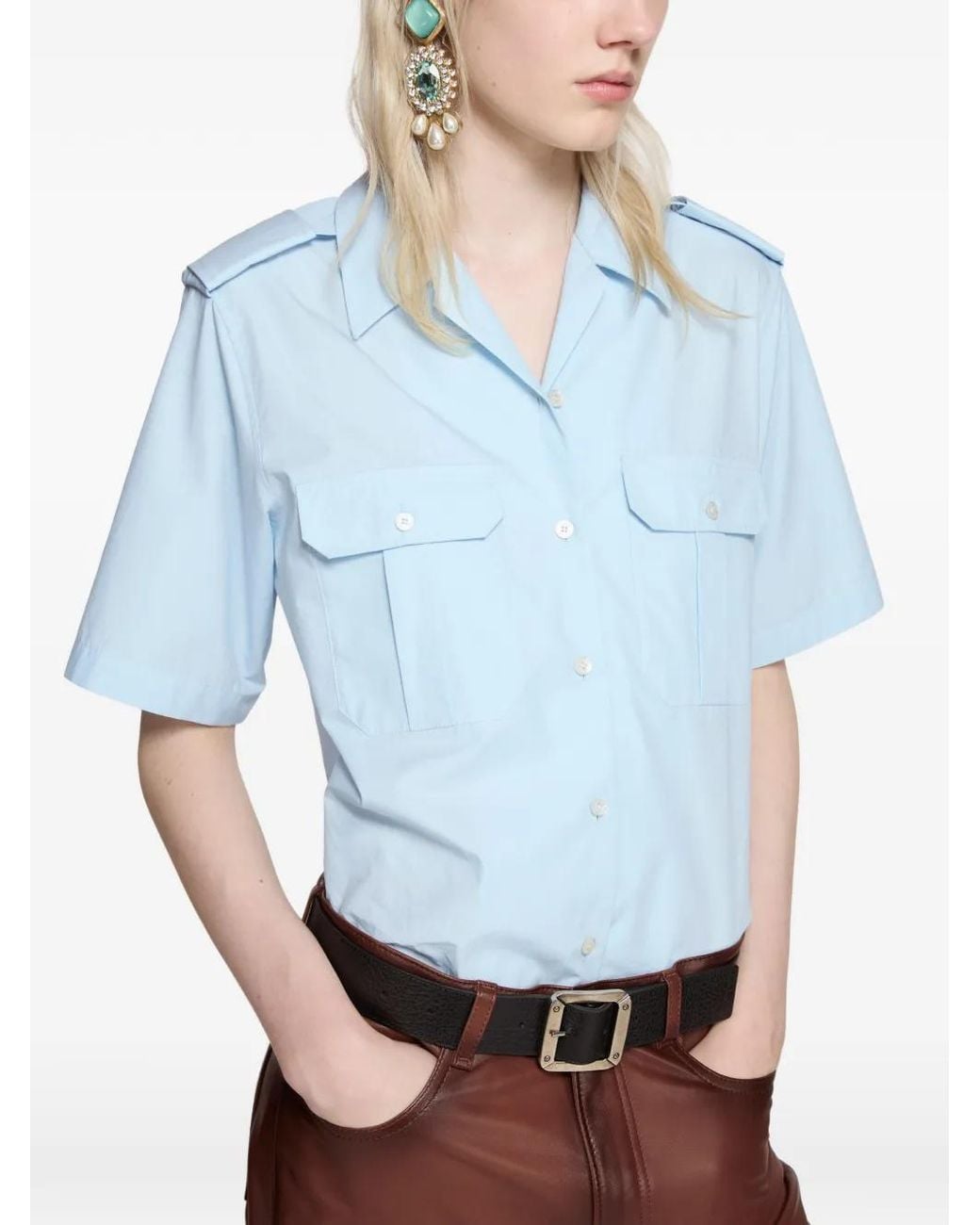 Acne Blue Poplin Button-Up Shirt