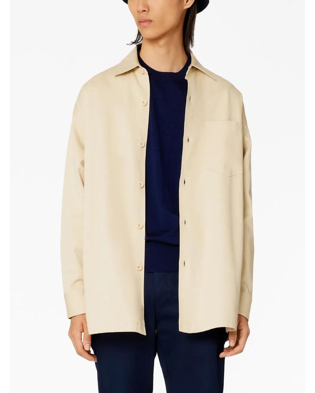 AMI Natural Logo-Print Button-Front Shirt for men