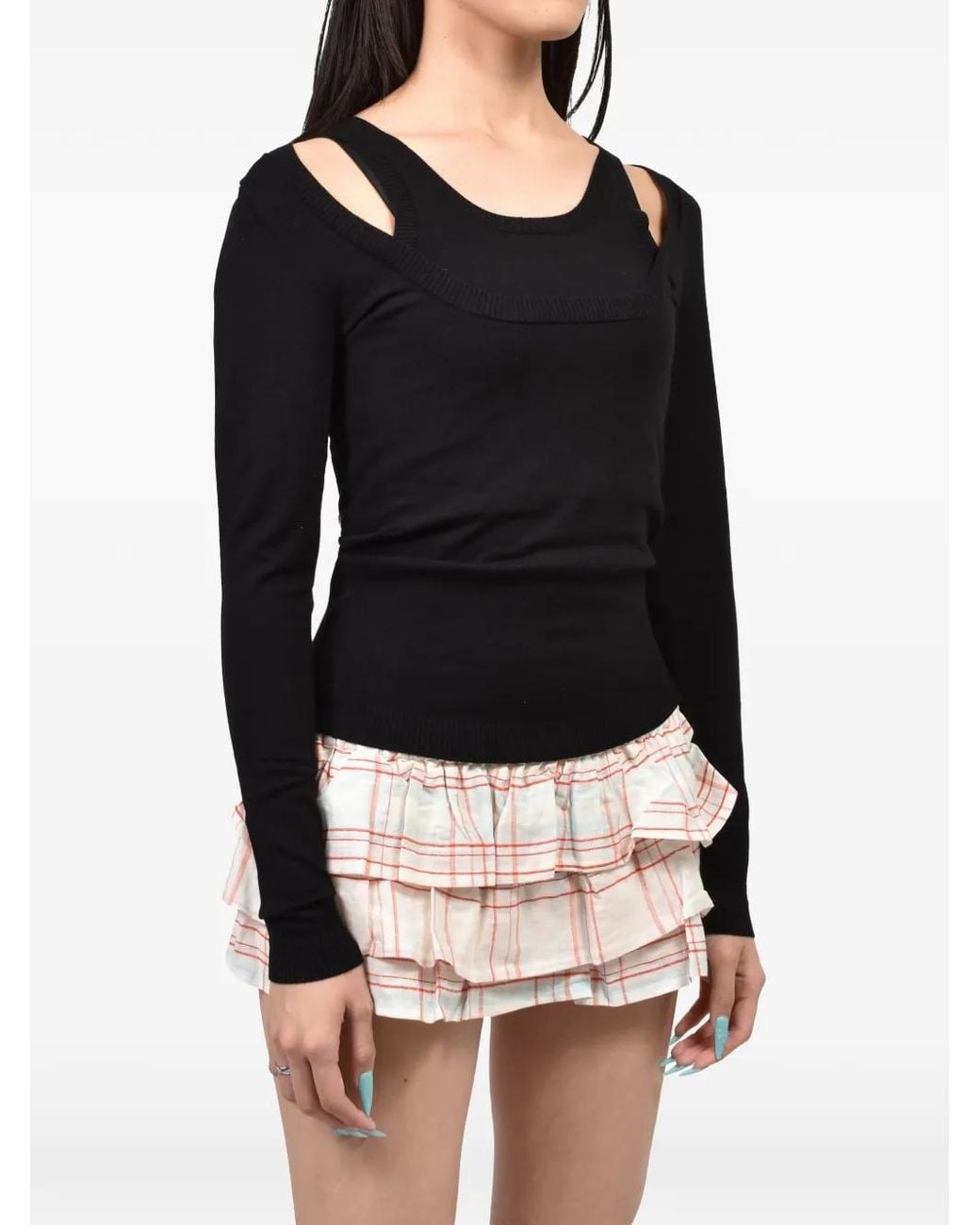 GIMAGUAS Black Etoile Layered-Knit Sweater