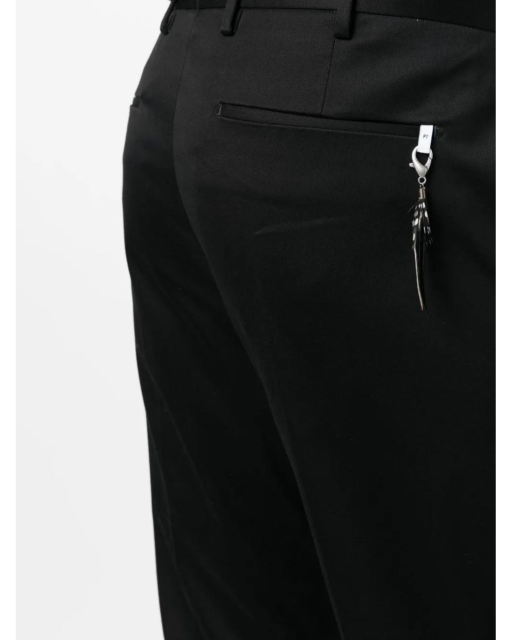 PT Torino Black Straight-Leg Cropped Trousers for men