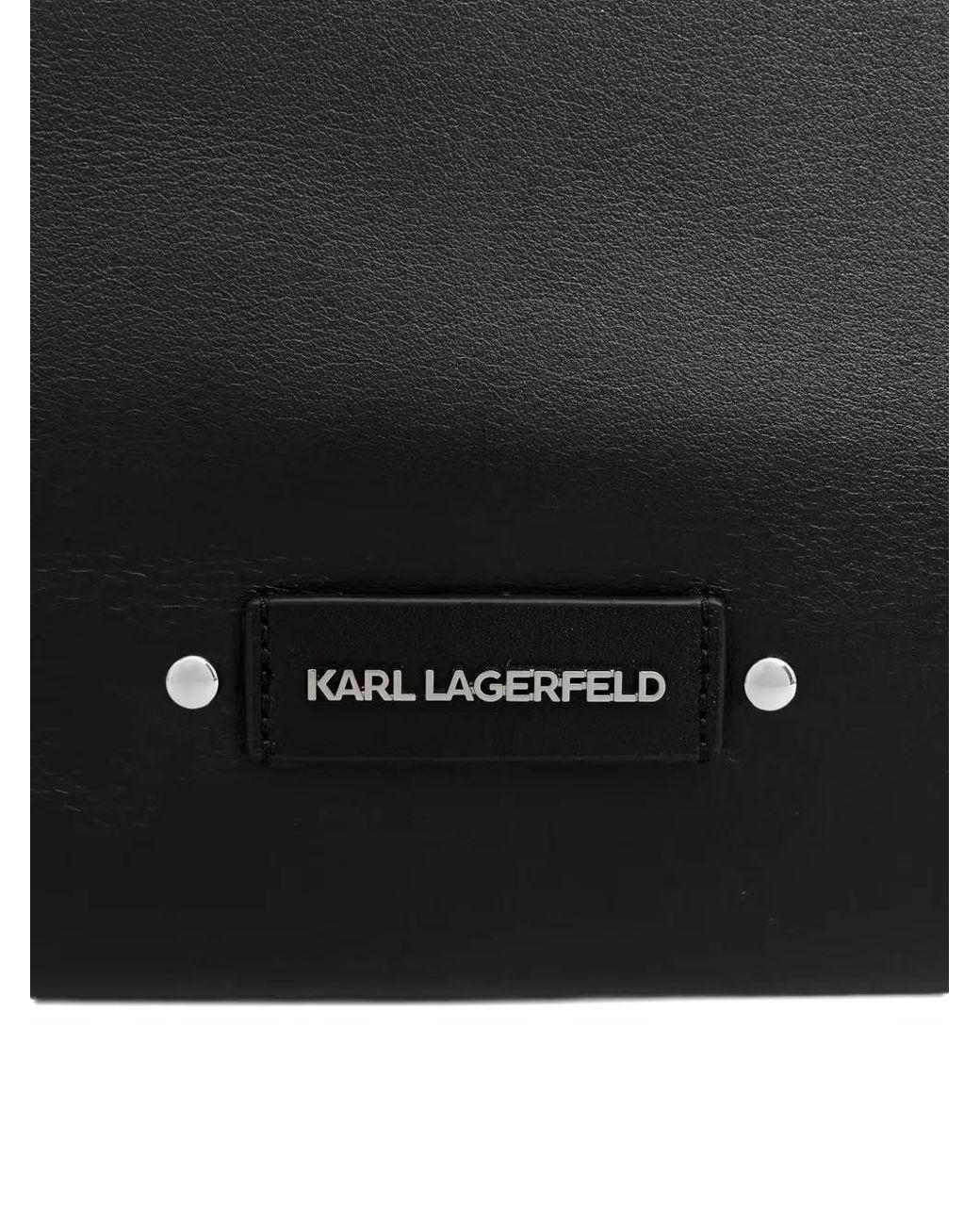 Karl Lagerfeld Black Eyelet-Embellished Buckled Tote Bag