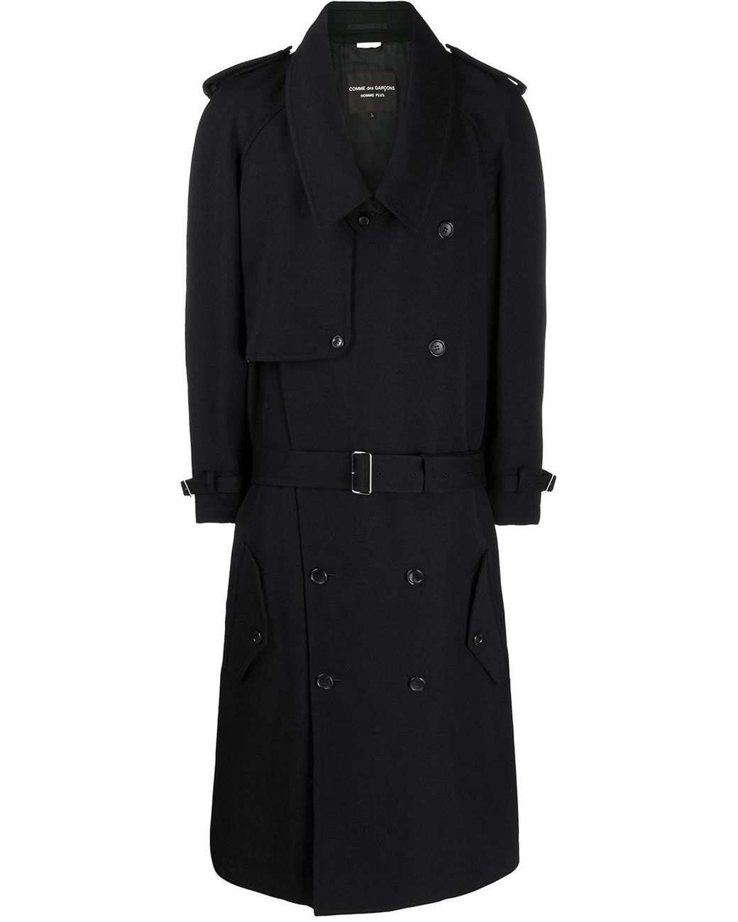 Comme des Garçons Wool Double Breasted Trench Coat in Black for Men - Lyst
