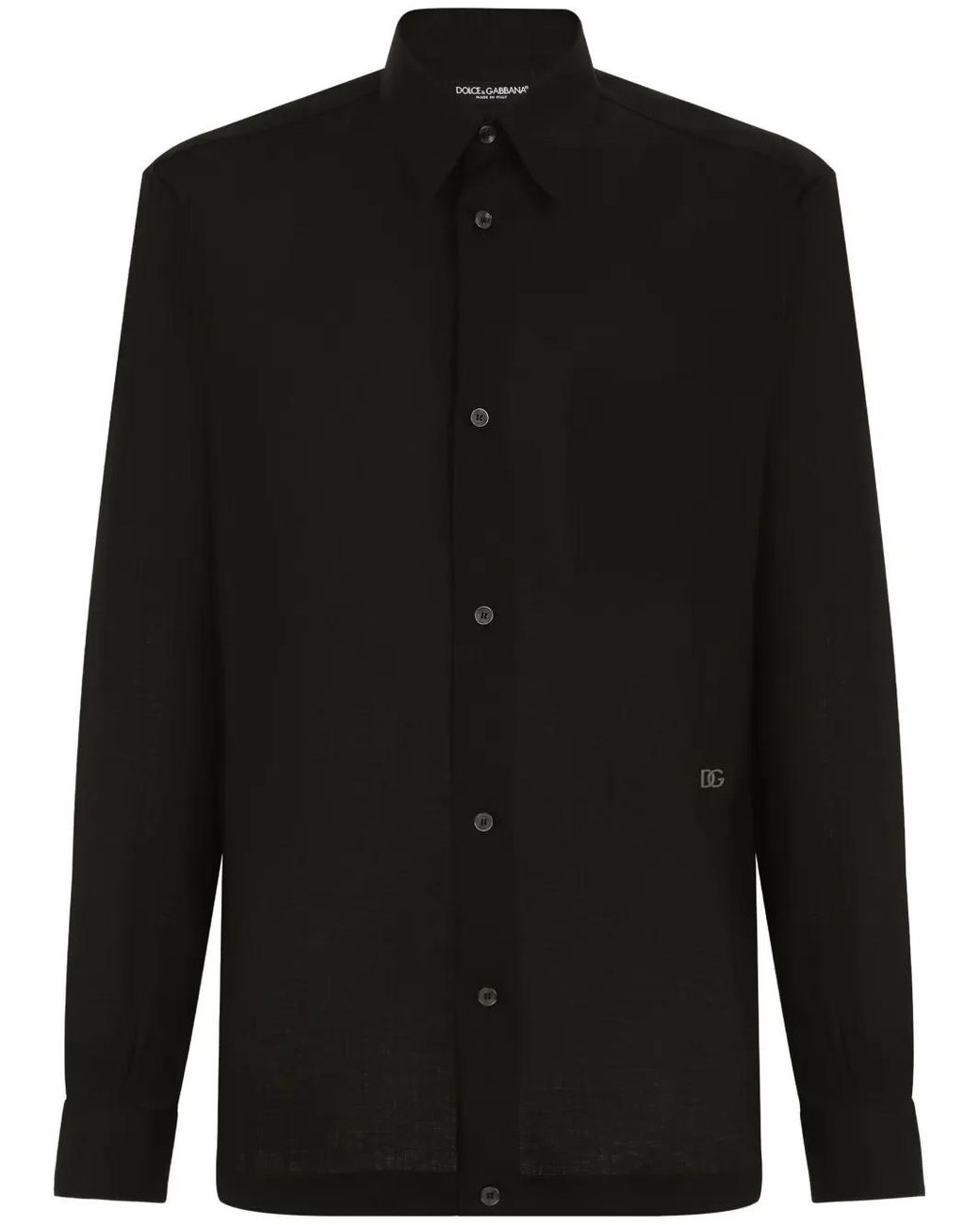 Dolce & Gabbana Black Long-Sleeve Linen Shirt for men