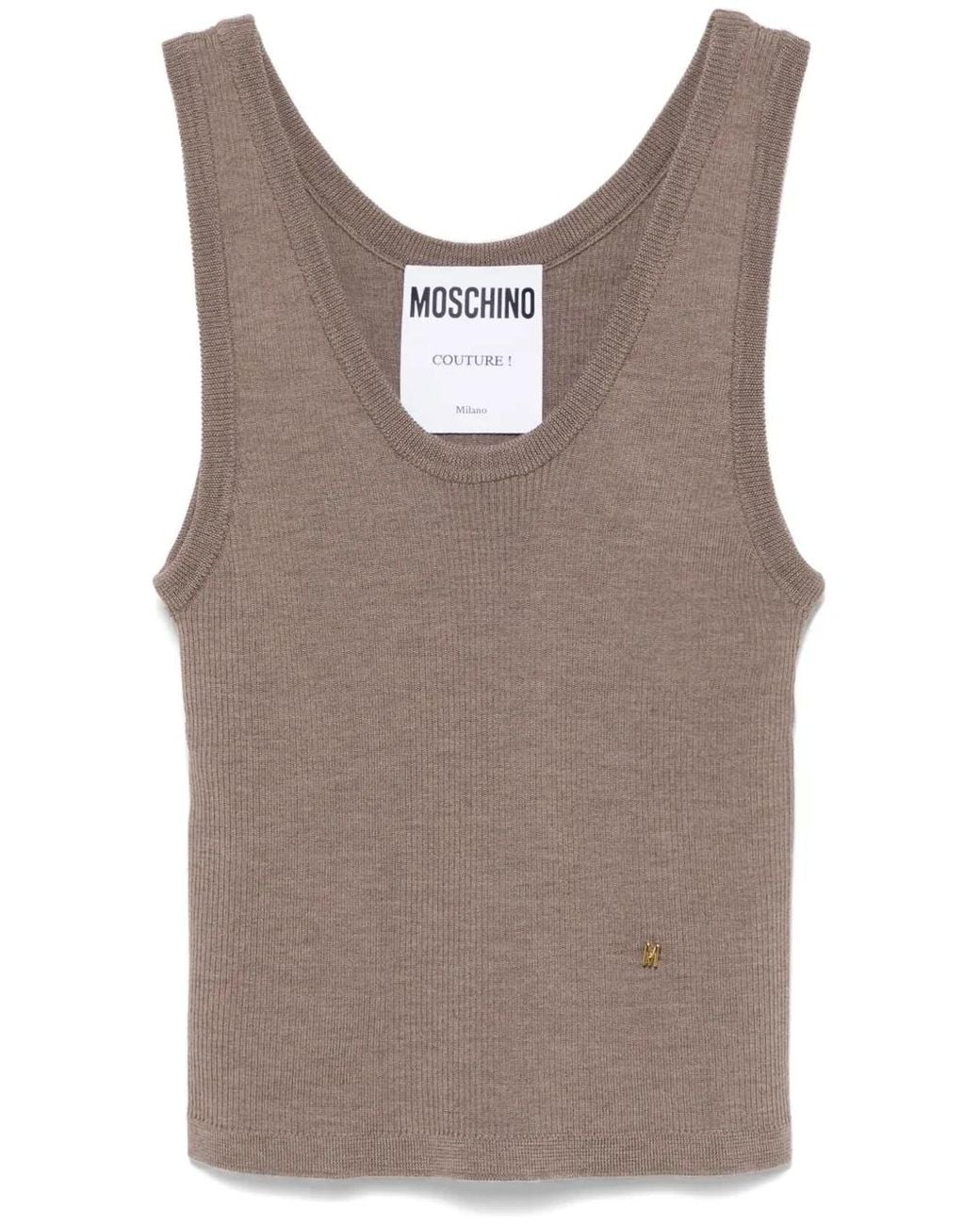Moschino Brown Logo-Lettering Tank Top