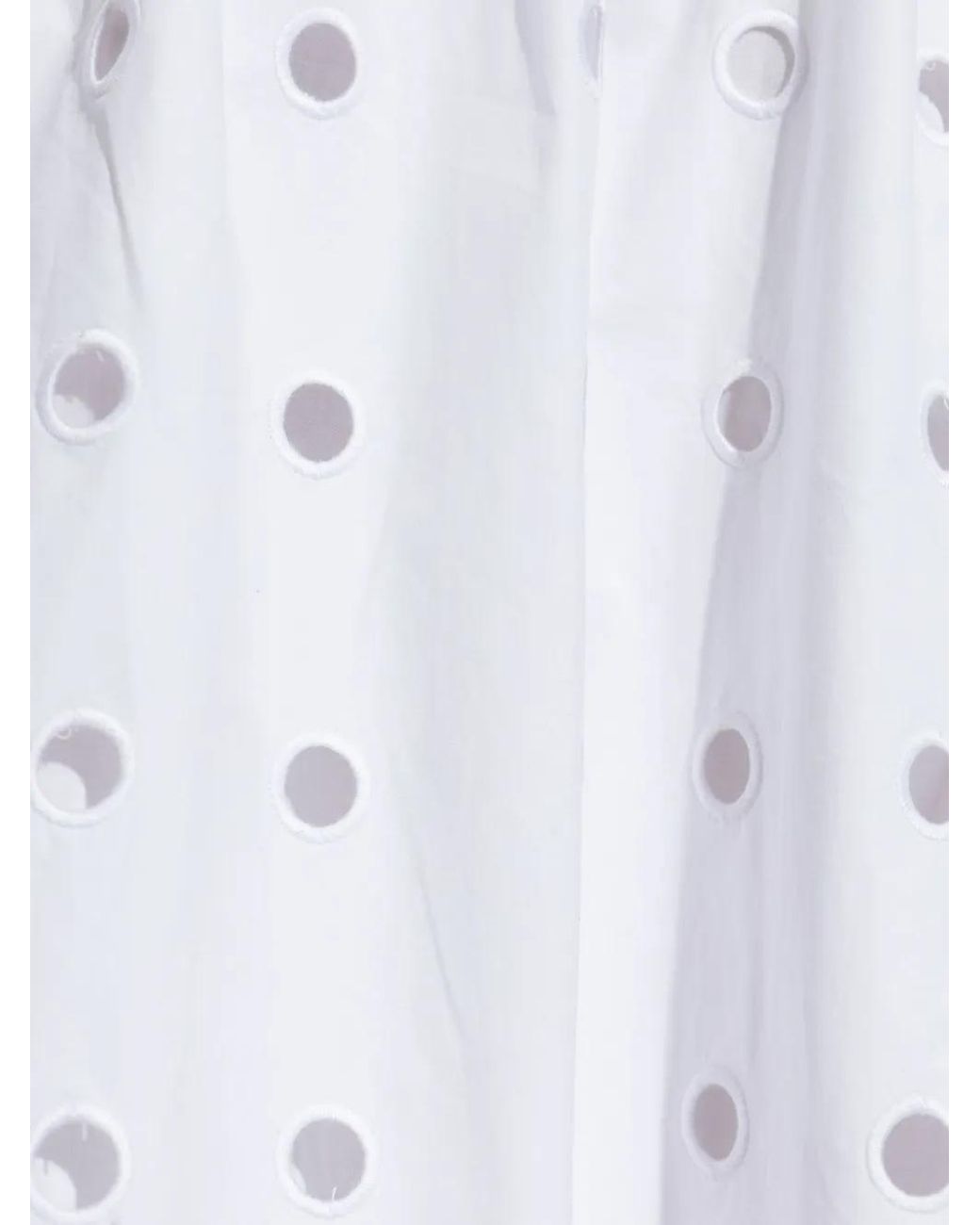 Posse White Open-Cut Dots Midi A-Line Skirt
