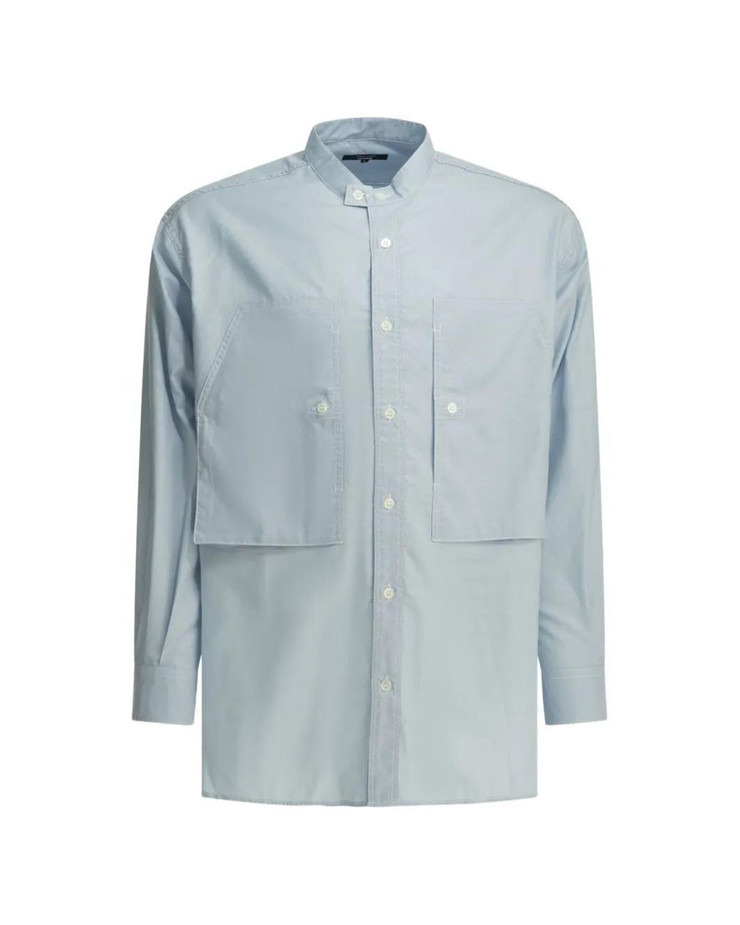 Comme des Garçons Blue Patch-Pocket Band-Collar Shirt for men