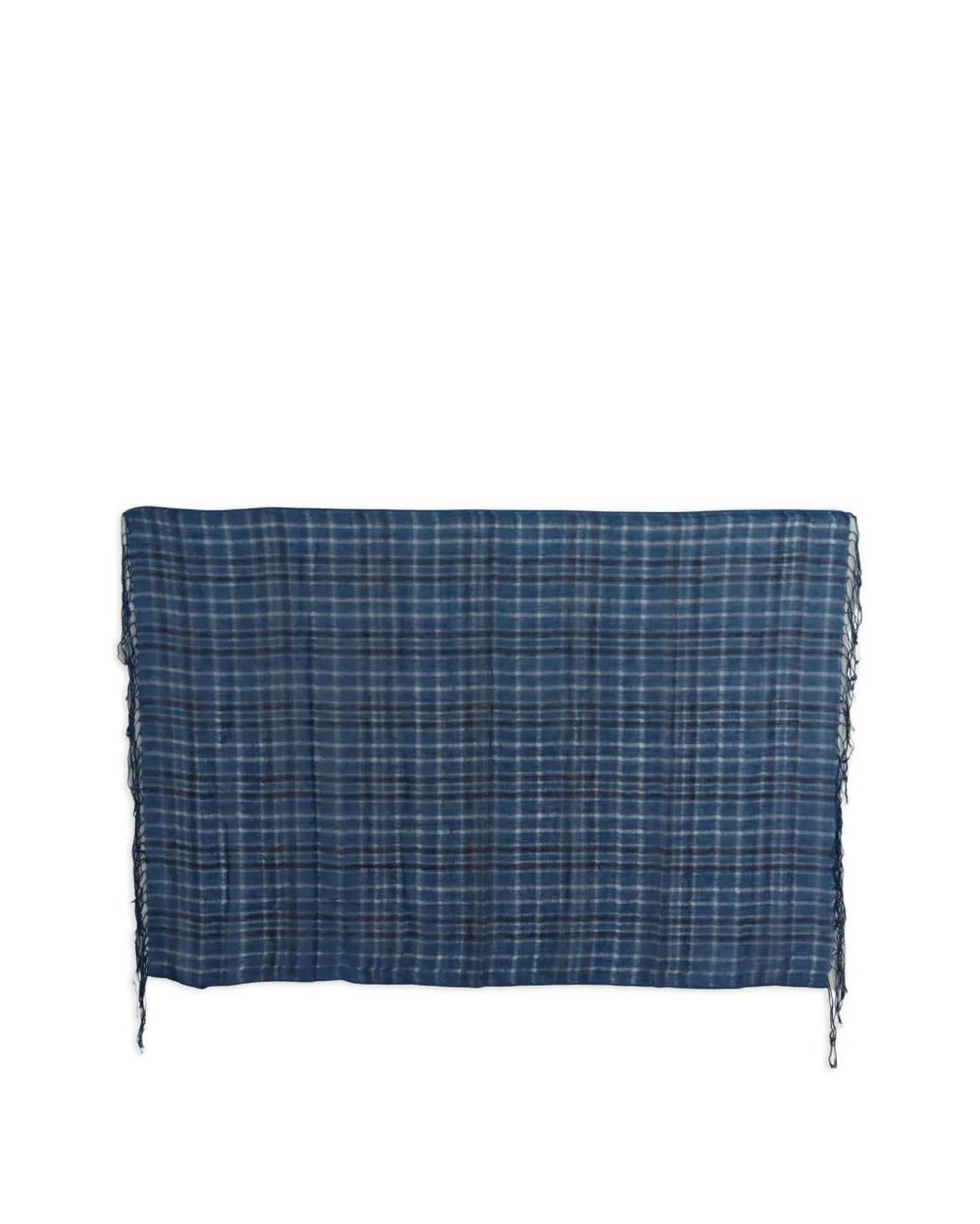 CoSTUME NATIONAL Blue Chequered Fringed Scarf